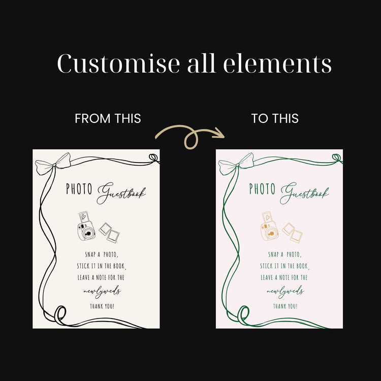 Hand drawn Wedding Photo Guest Book Sign Template