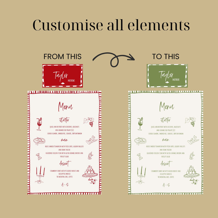 That's Amore Hand drawn Menu and Place Card Set Template