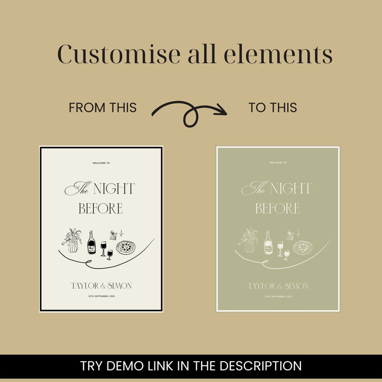 Old Money Rehearsal Dinner Welcome Sign Template