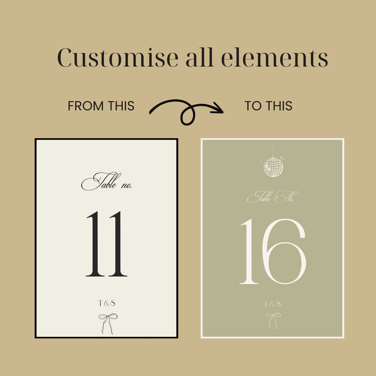 Modern Vintage Table Number Card Template