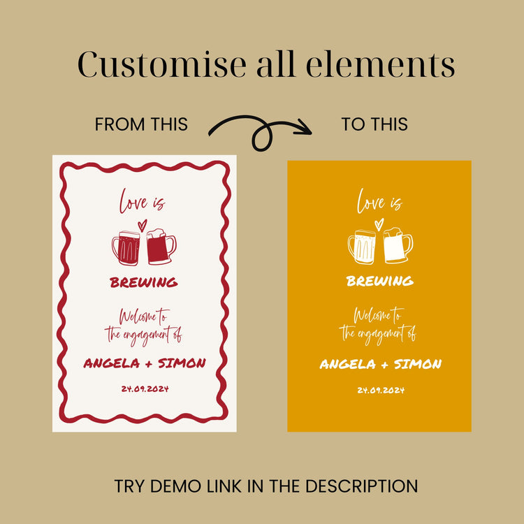 Love Is Brewing Hand drawn Welcome Sign Template