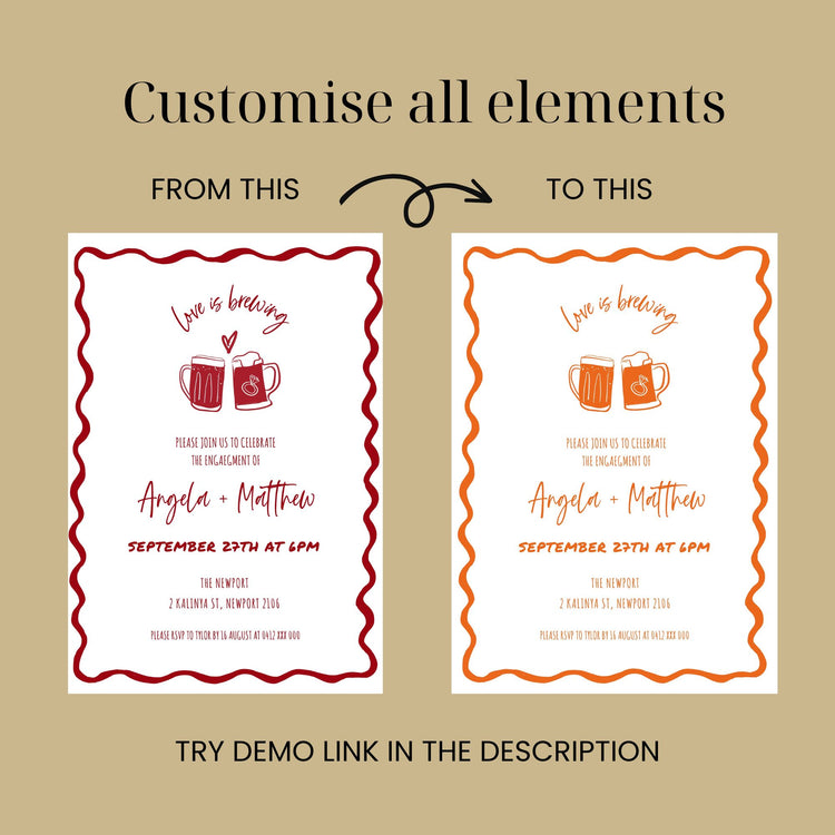 Love is Brewing Engagement Invitation Template