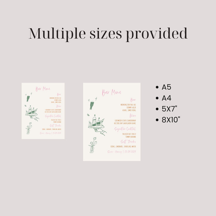 Hand drawn Vibrant Bar Menu Template