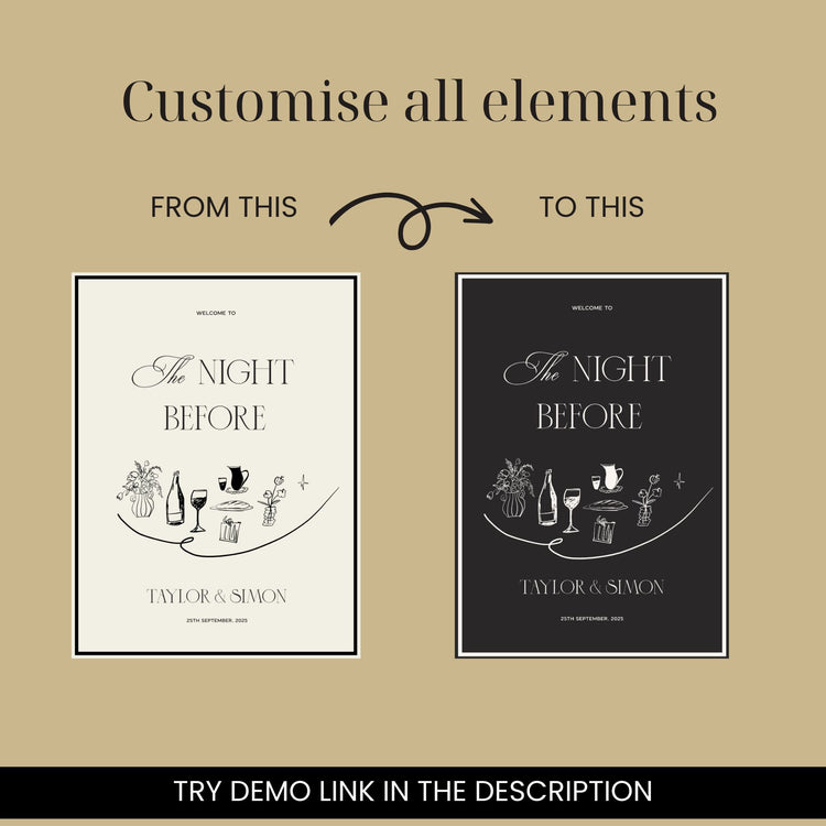 Old Money Rehearsal Dinner Welcome Sign Template