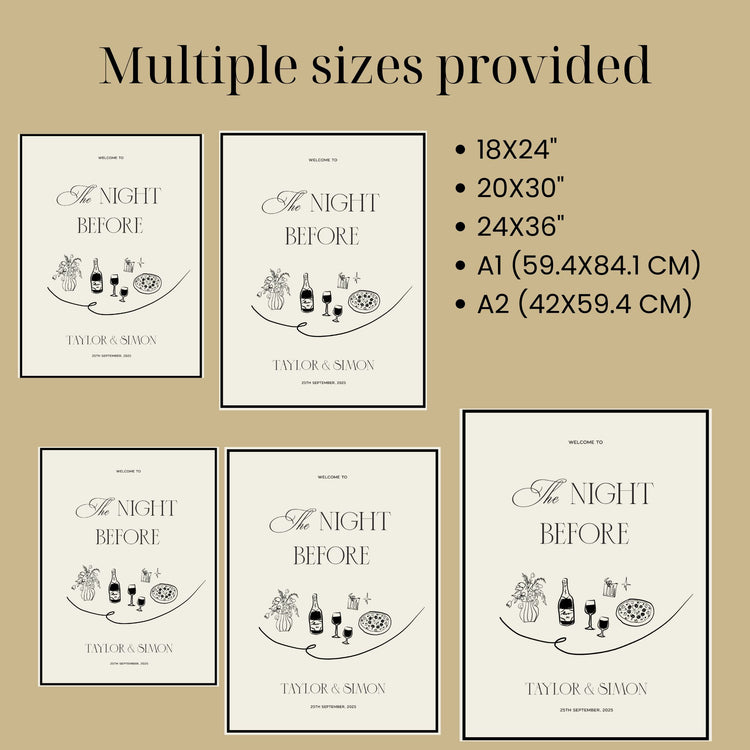 Old Money Rehearsal Dinner Welcome Sign Template