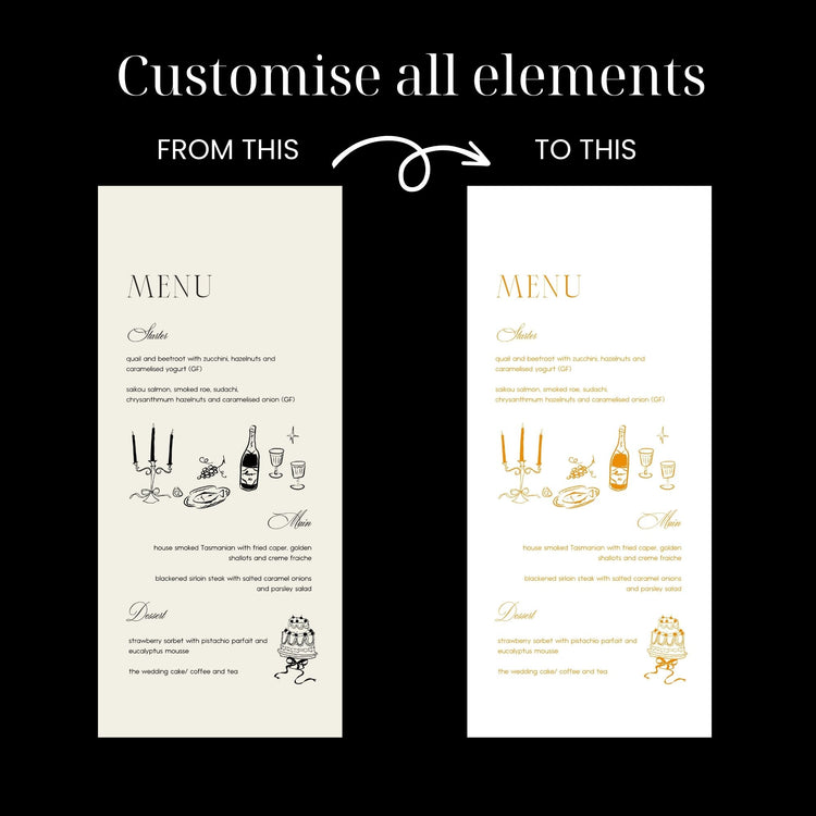 Vintage Inspired Old Money Wedding Menu Template