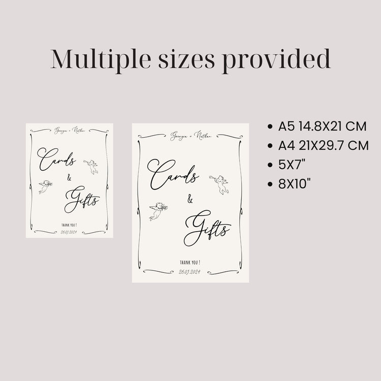 Whimsical Hand drawn Wedding Cards and Gifts Sign Template