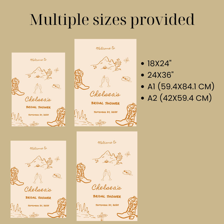 Boots and Bubbly Bridal Shower Welcome Sign Template