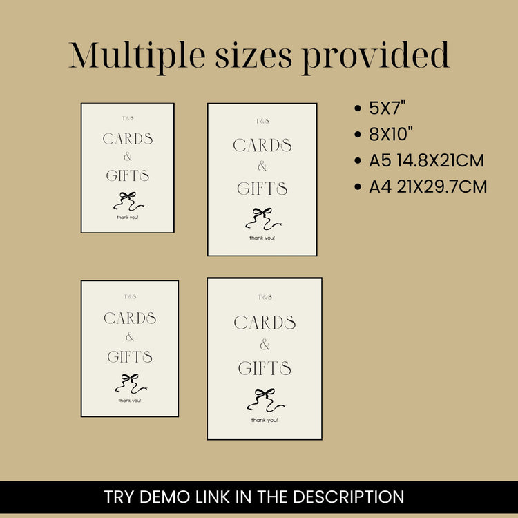 Old Money Wedding Cards and Gifts Sign Template