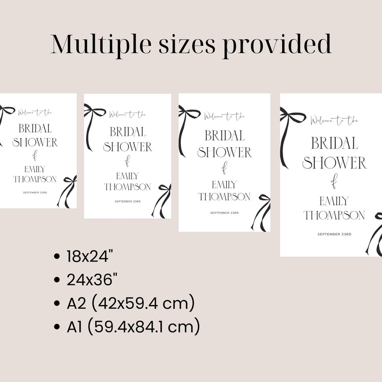 Black Bow Bridal Shower Welcome Sign Template