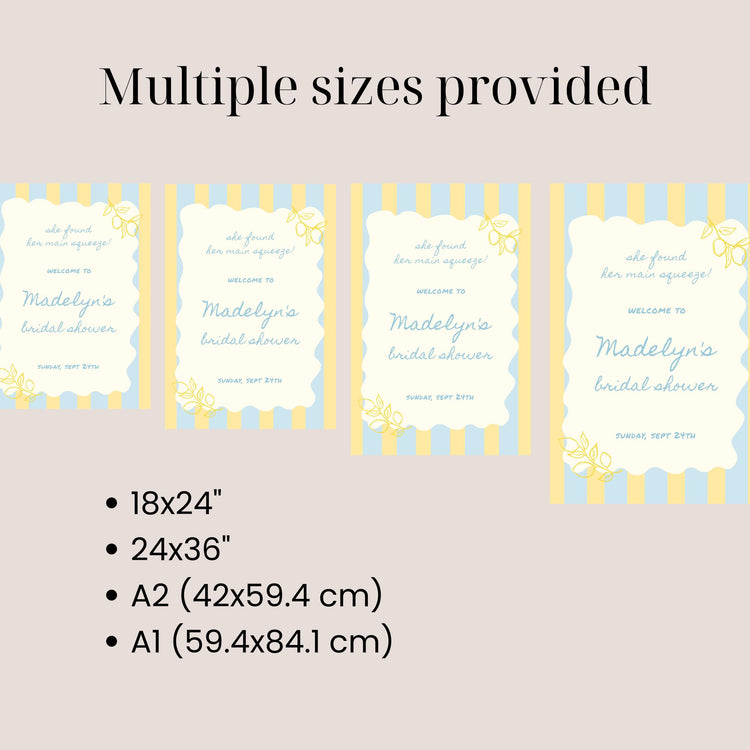 She found her main squeeze Bridal Shower Welcome Sign Template