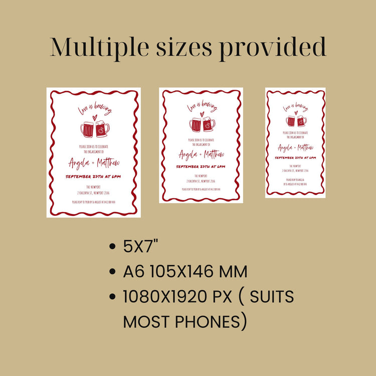 Love is Brewing Engagement Invitation Template