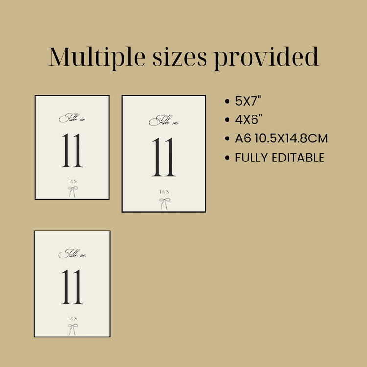 Modern Vintage Table Number Card Template
