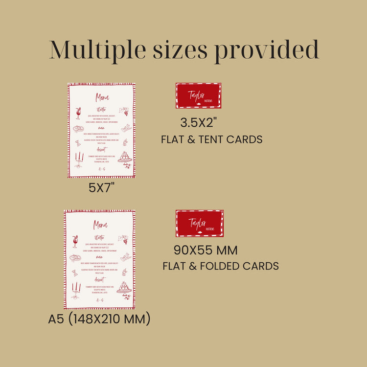 That's Amore Hand drawn Menu and Place Card Set Template