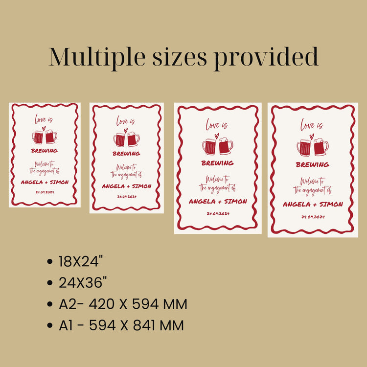 Love Is Brewing Hand drawn Welcome Sign Template