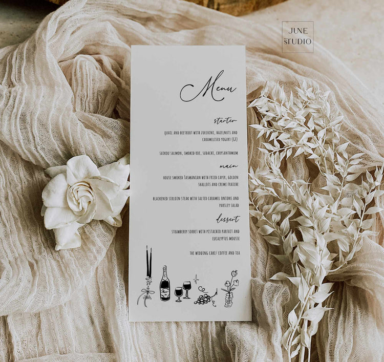 Whimsical Hand drawn Menu Card Template
