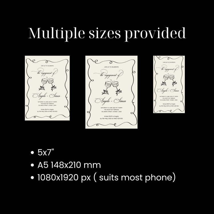 Old Money Champagne Engagement Invitation Template