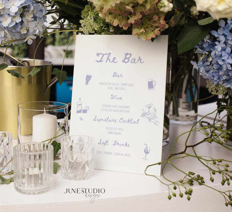 Whimsical Sage Green Bar Menu Template