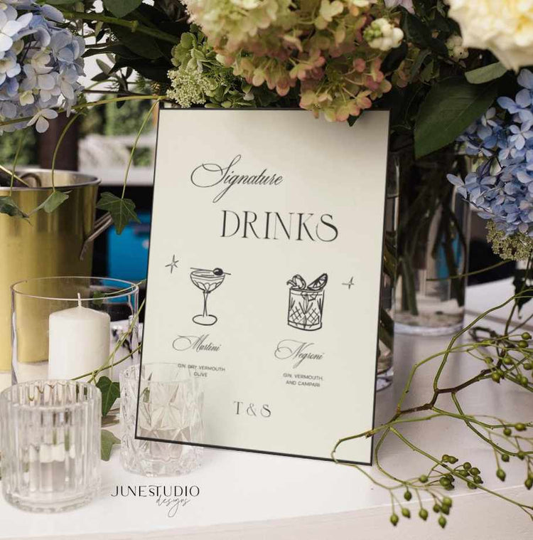 Signature Drinks Illustrated Sign Template