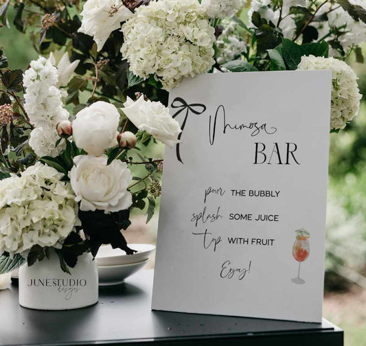 Bow Mimosa Bar Sign + Juice Tags Templates