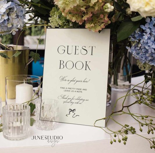 Old Money Wedding Guest Book Sign Template