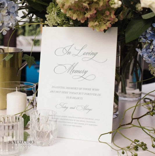 Timeless Vintage Green In Loving Memory Sign Digital Template