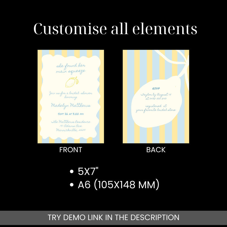 Limoncello Bridal Shower Invitation Template