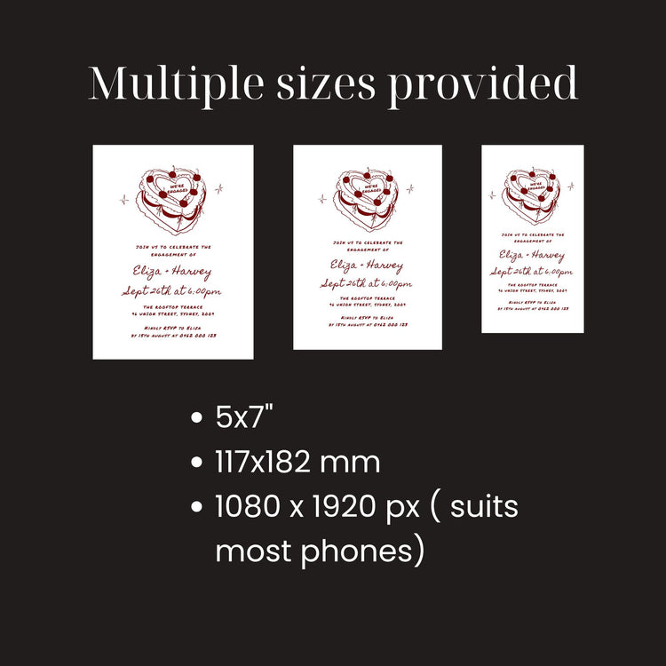 Hand drawn Vintage Cake Engagement Invitation Template