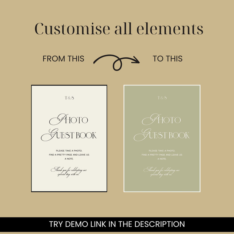 Old Money Wedding Photo Guest Book Sign Template