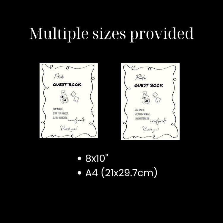Squiggly Wedding Photo Guest Book Sign Template