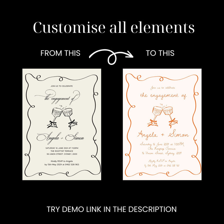 Old Money Champagne Engagement Invitation Template