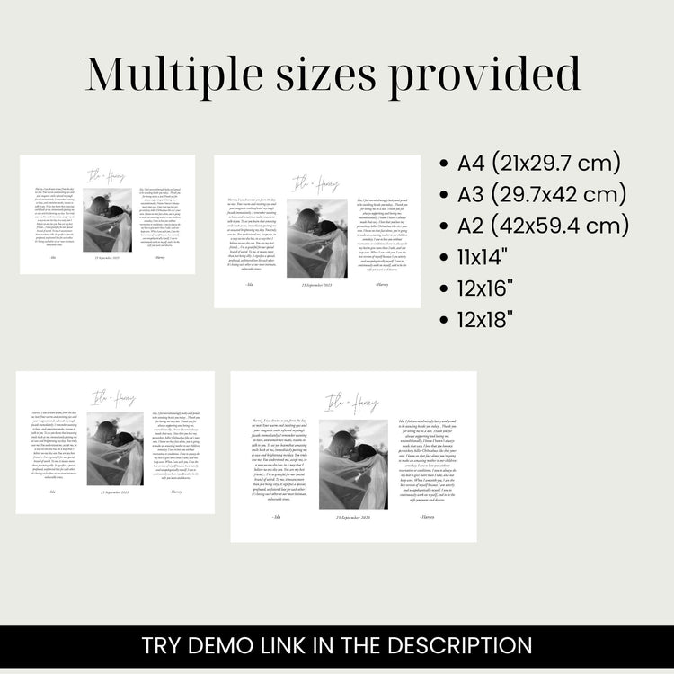 Minimalist Horizontal Wedding Vows Art With Photo Template