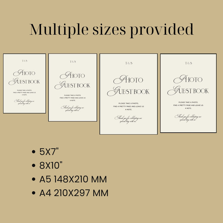 Old Money Wedding Photo Guest Book Sign Template