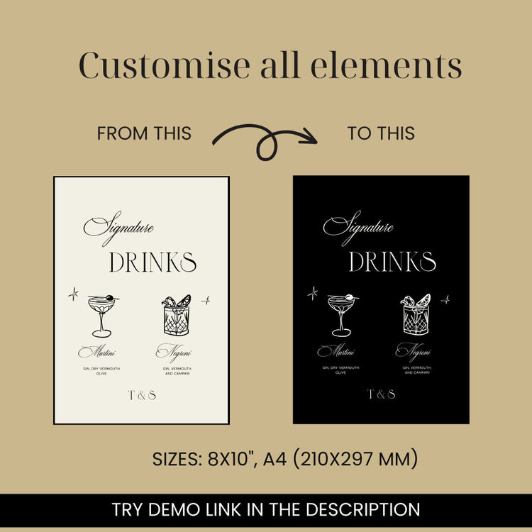 Signature Drinks Illustrated Sign Template