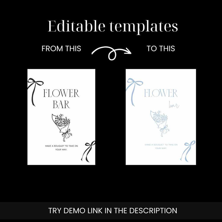 Bow Flowers Bar Sign Template