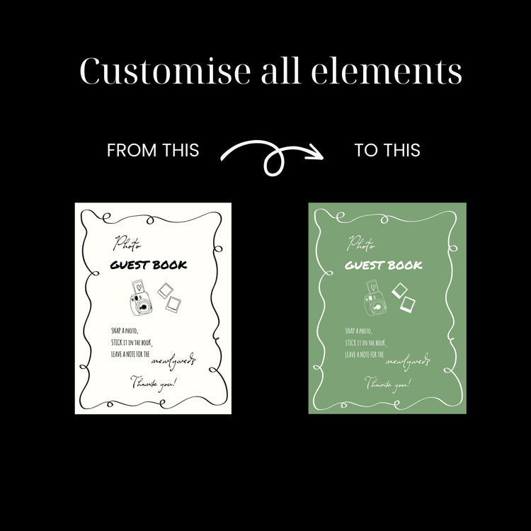 Squiggly Wedding Photo Guest Book Sign Template