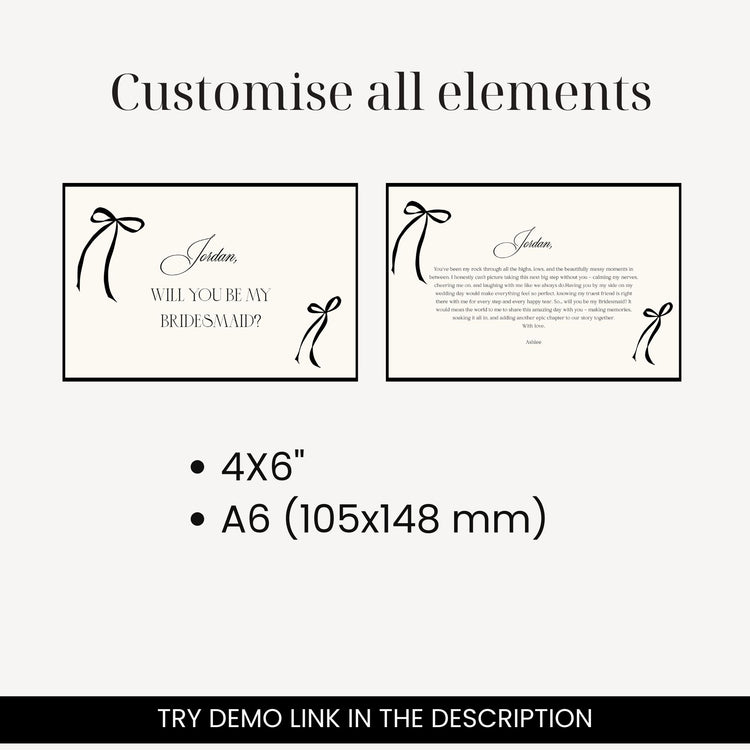 Old Money Bridesmaid Proposal Cards