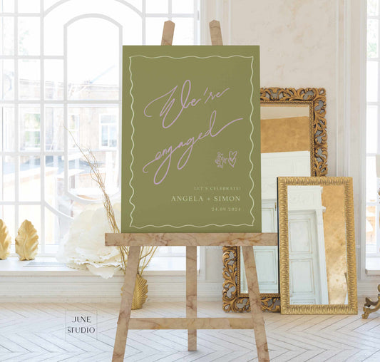 Hand-lettered Engagement Welcome Sign Template
