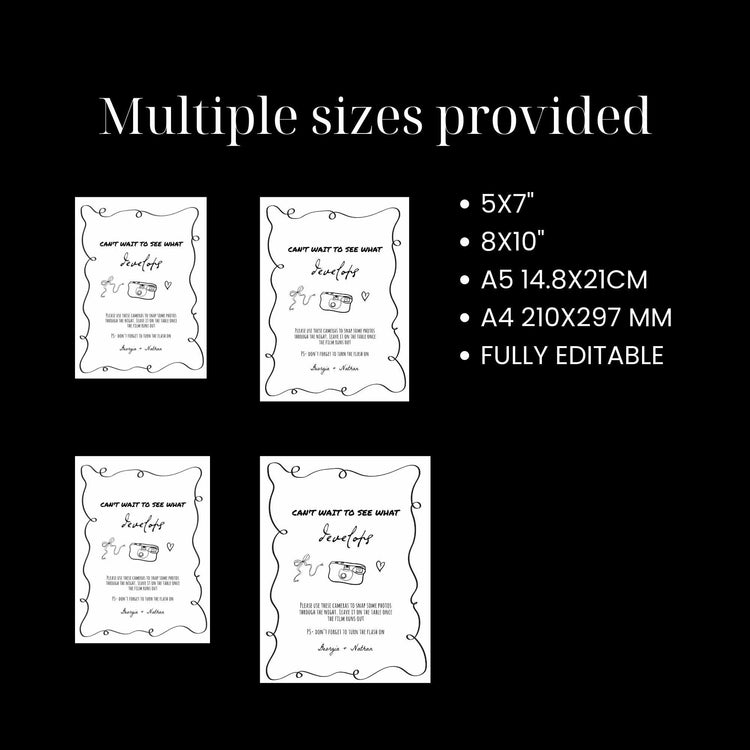 Hand drawn Disposable Camera Sign Template