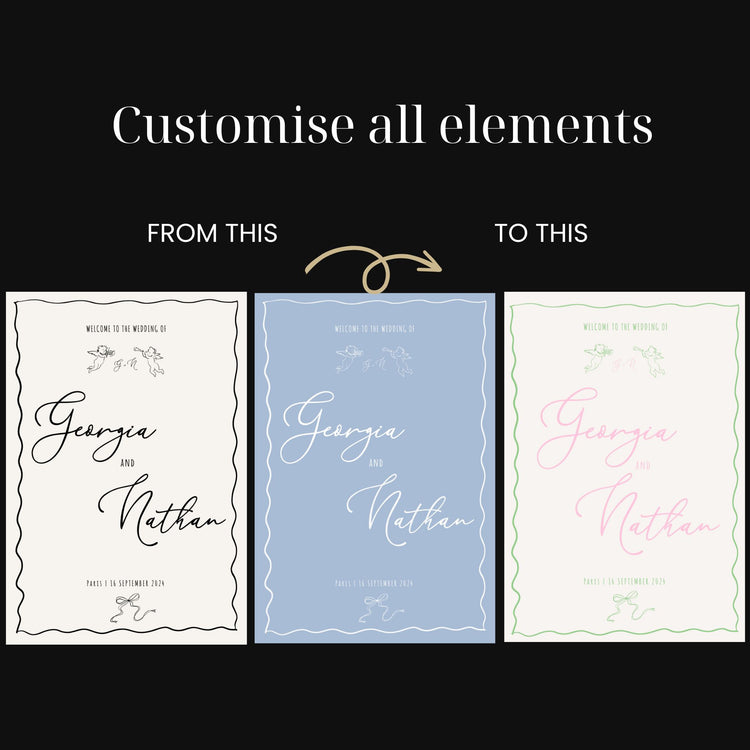 Whimsical Hand drawn Wedding Welcome Sign Template