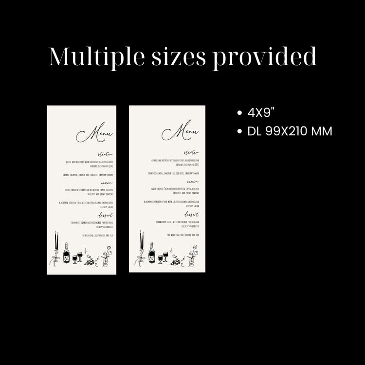 Whimsical Hand drawn Menu Card Template