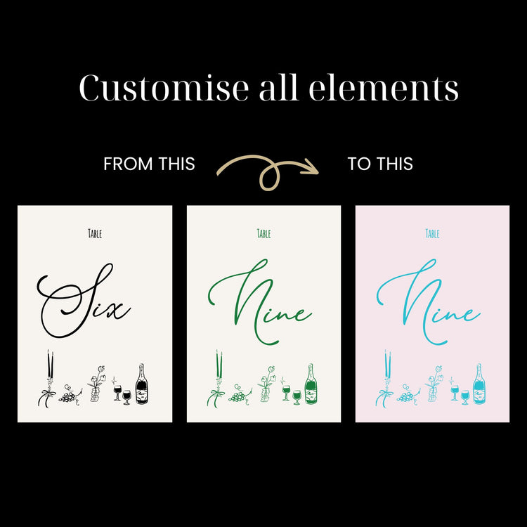 Hand drawn Table Number