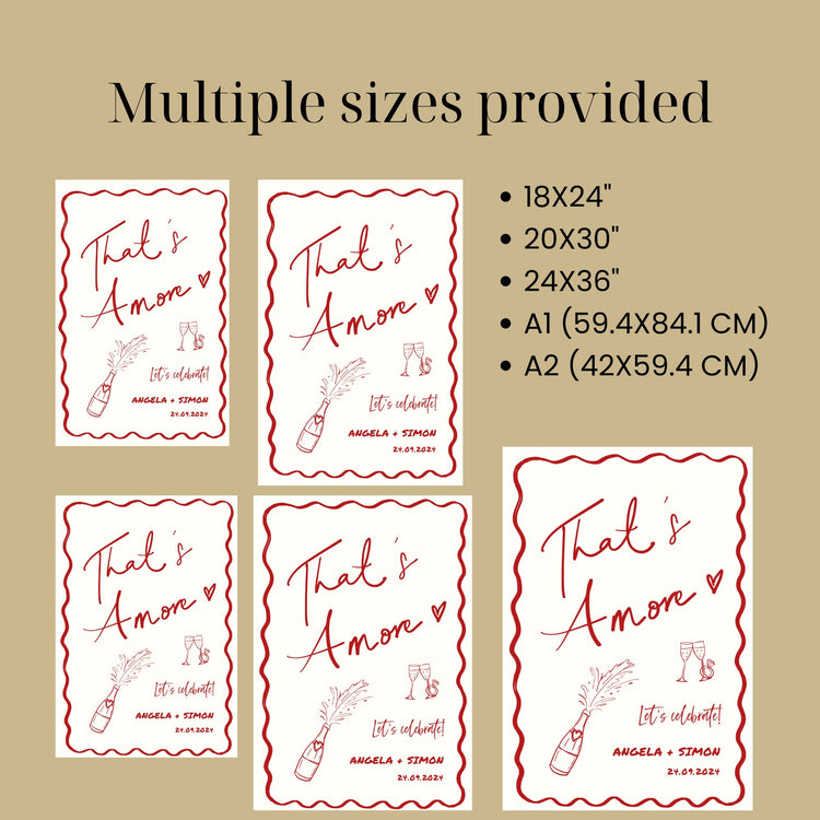 engagement that's amore welcome sign template provided in 5 different sizes