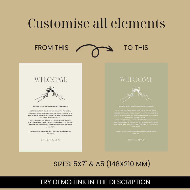 Old Money Wedding Weekend Welcome Card Template