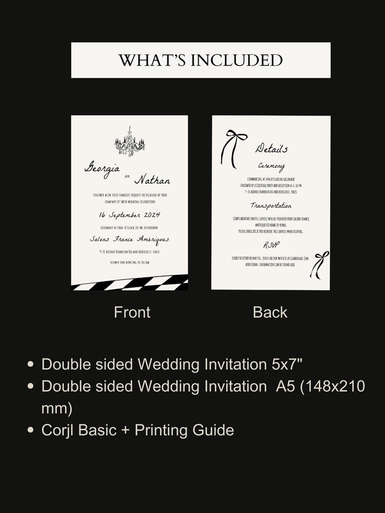 Hand drawn Chandelier Wedding Invitation Template