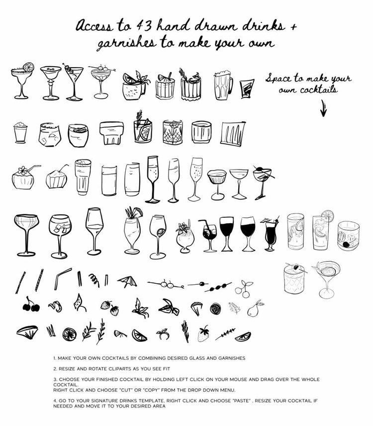 Whimsical Sage Green Signature Cocktails Sign Template