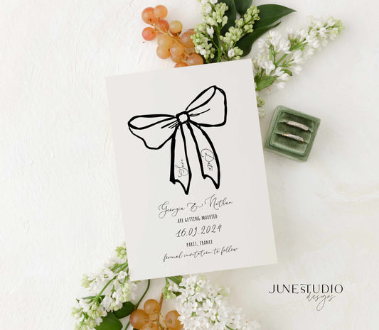 Hand drawn Bow Save The Date Invitation Template