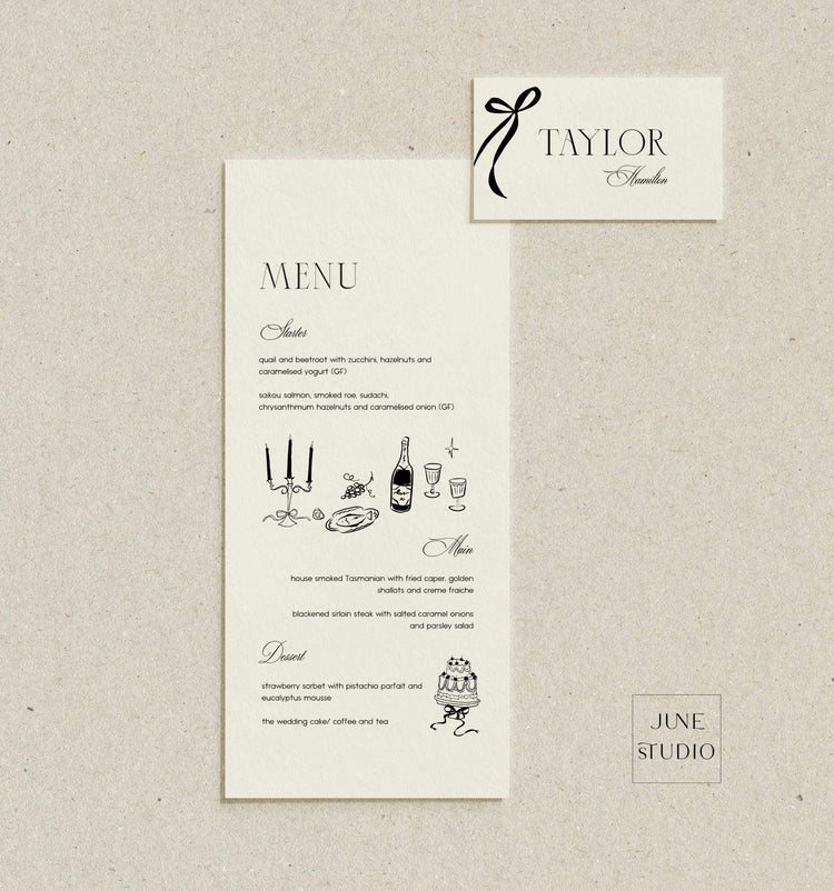 Vintage Inspired Old Money Wedding Menu Template