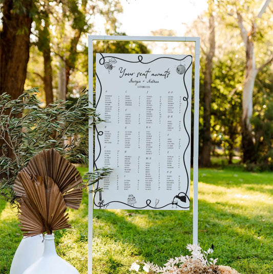 Vintage Inspired Hand drawn Wedding Seating Chart Template