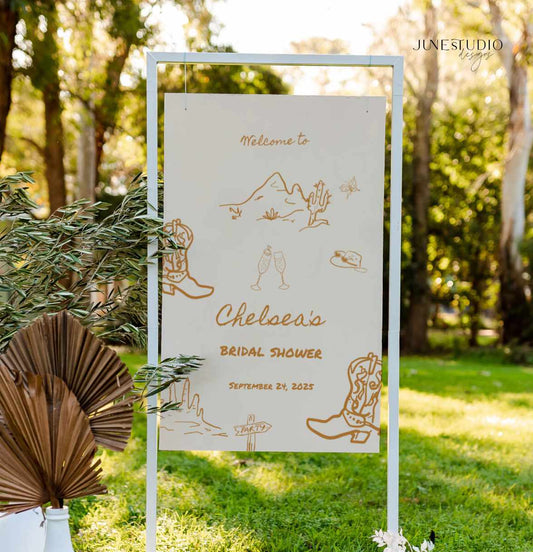 Boots and Bubbly Bridal Shower Welcome Sign Template